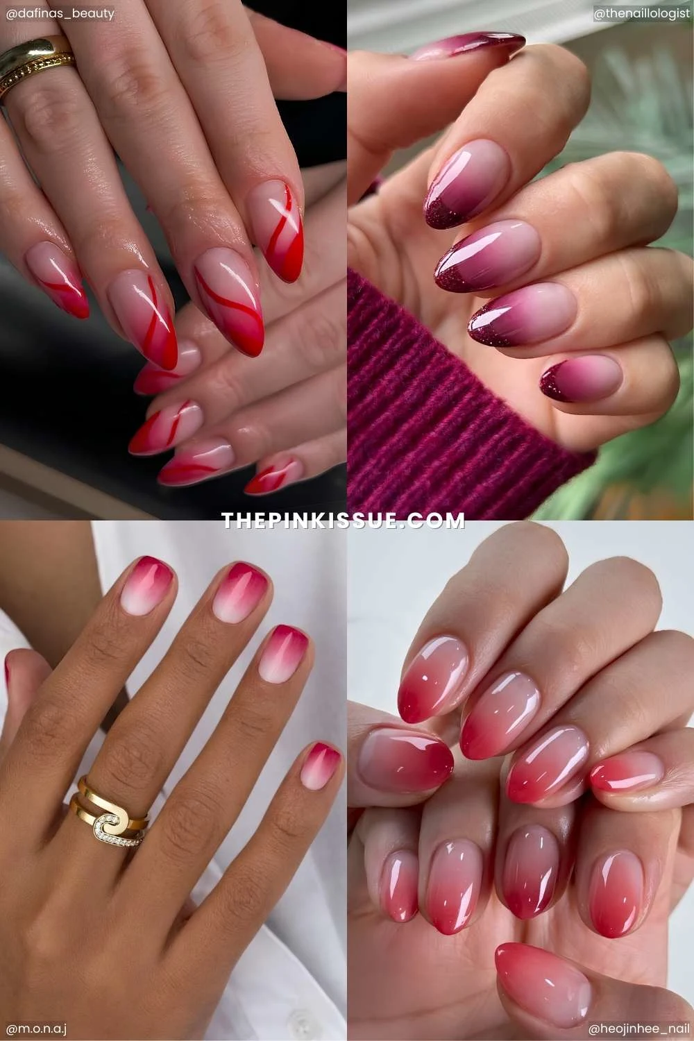 A display of red ombre nails