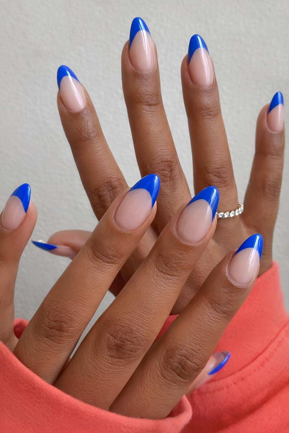 Royal blue French tip manicure