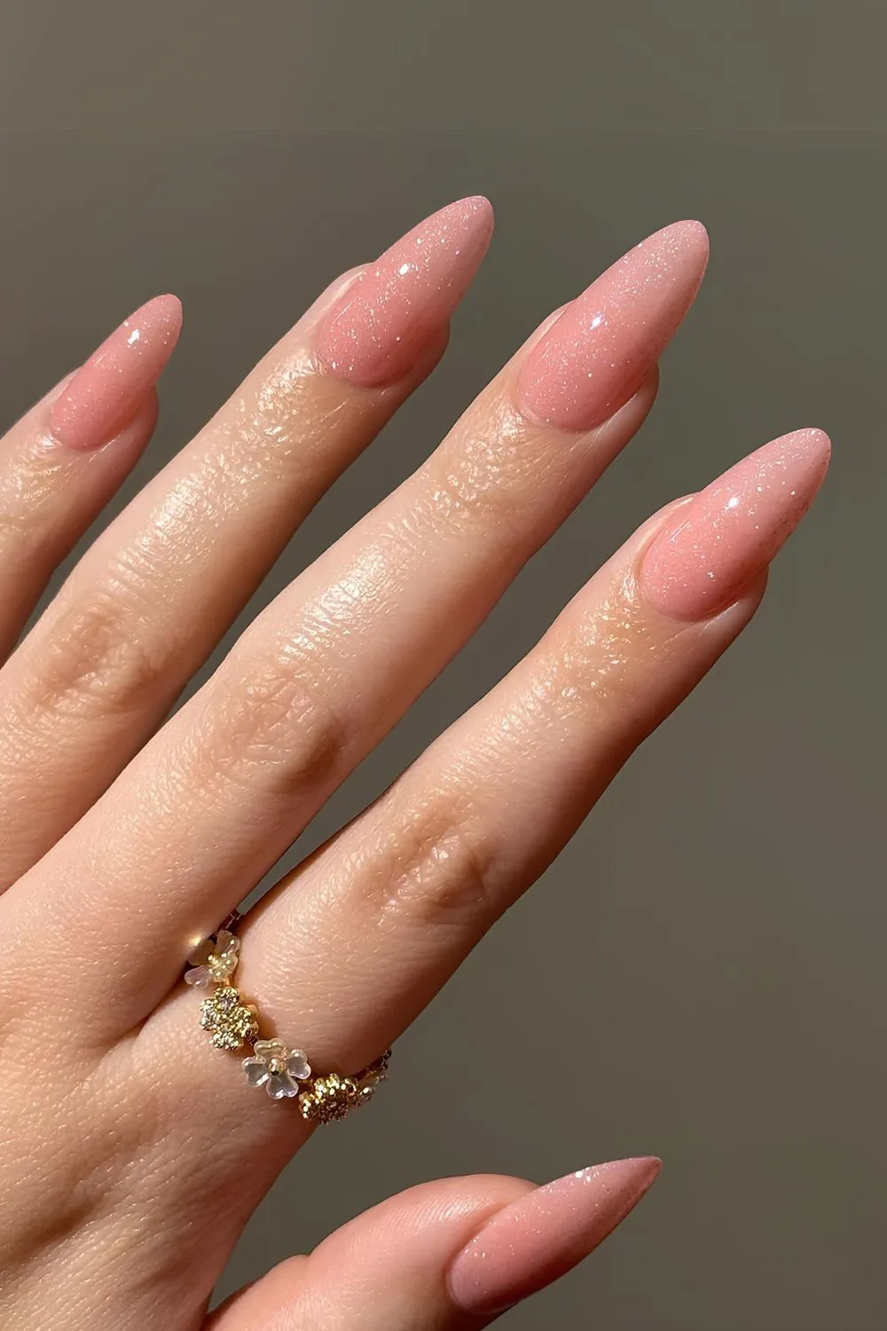 Soft pink nails with subtle shimmer