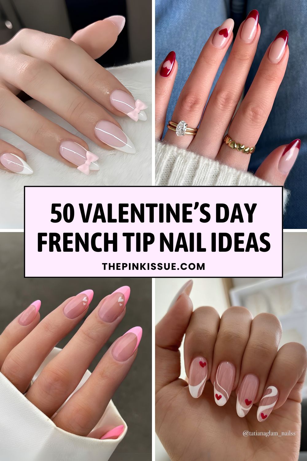 Valentine's Day French tip nail ideas Pinterest