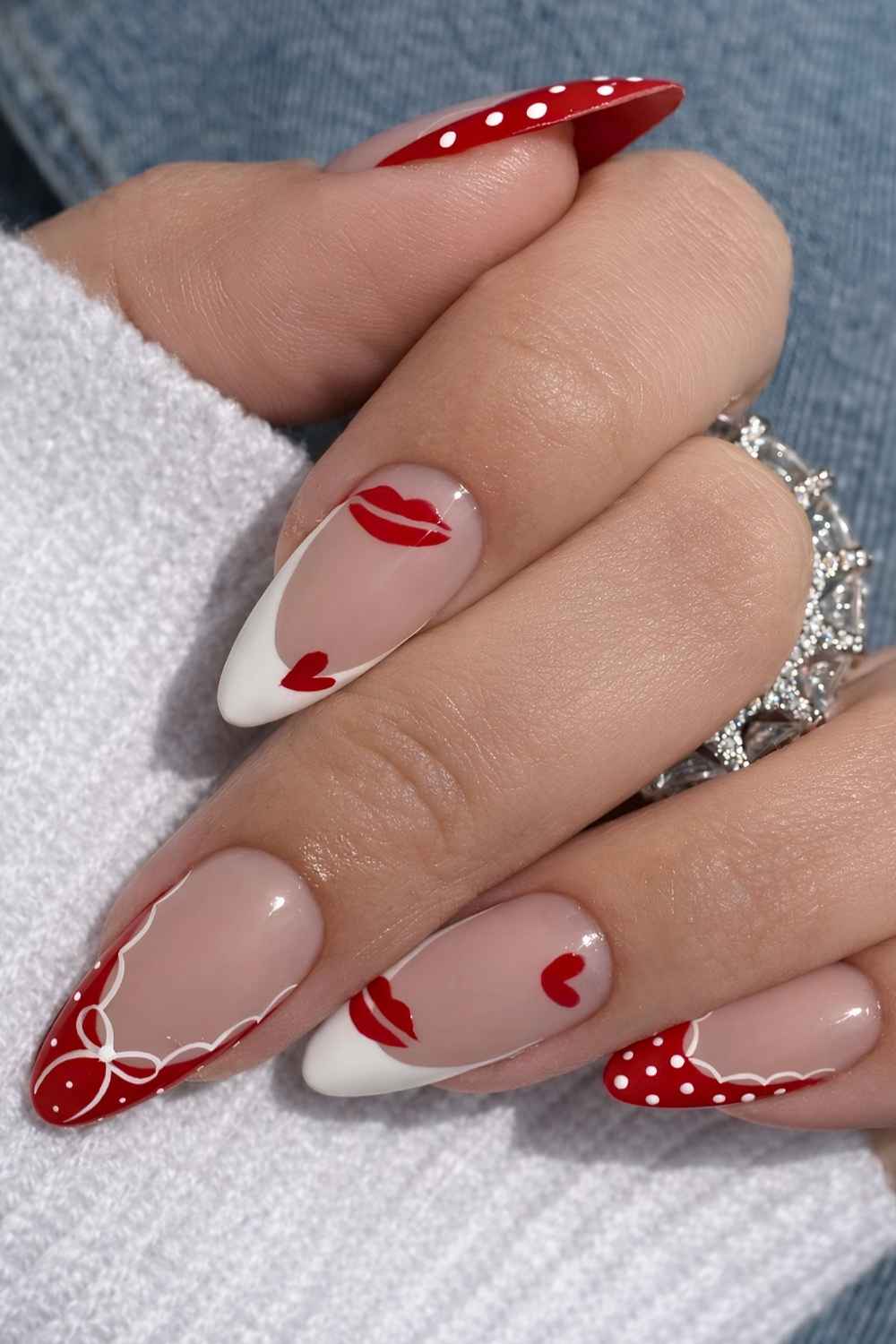 Valentine's Day French tip nails