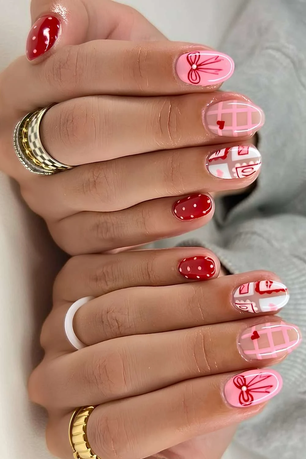 Valentines Day mix and match nails