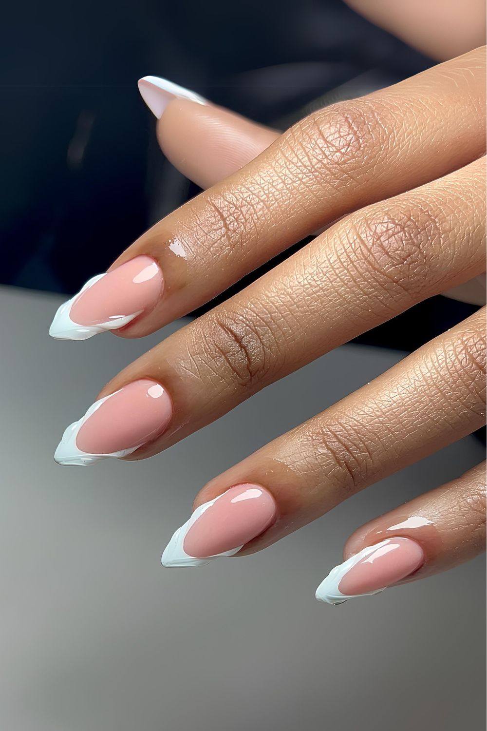 White 3D French tip nails