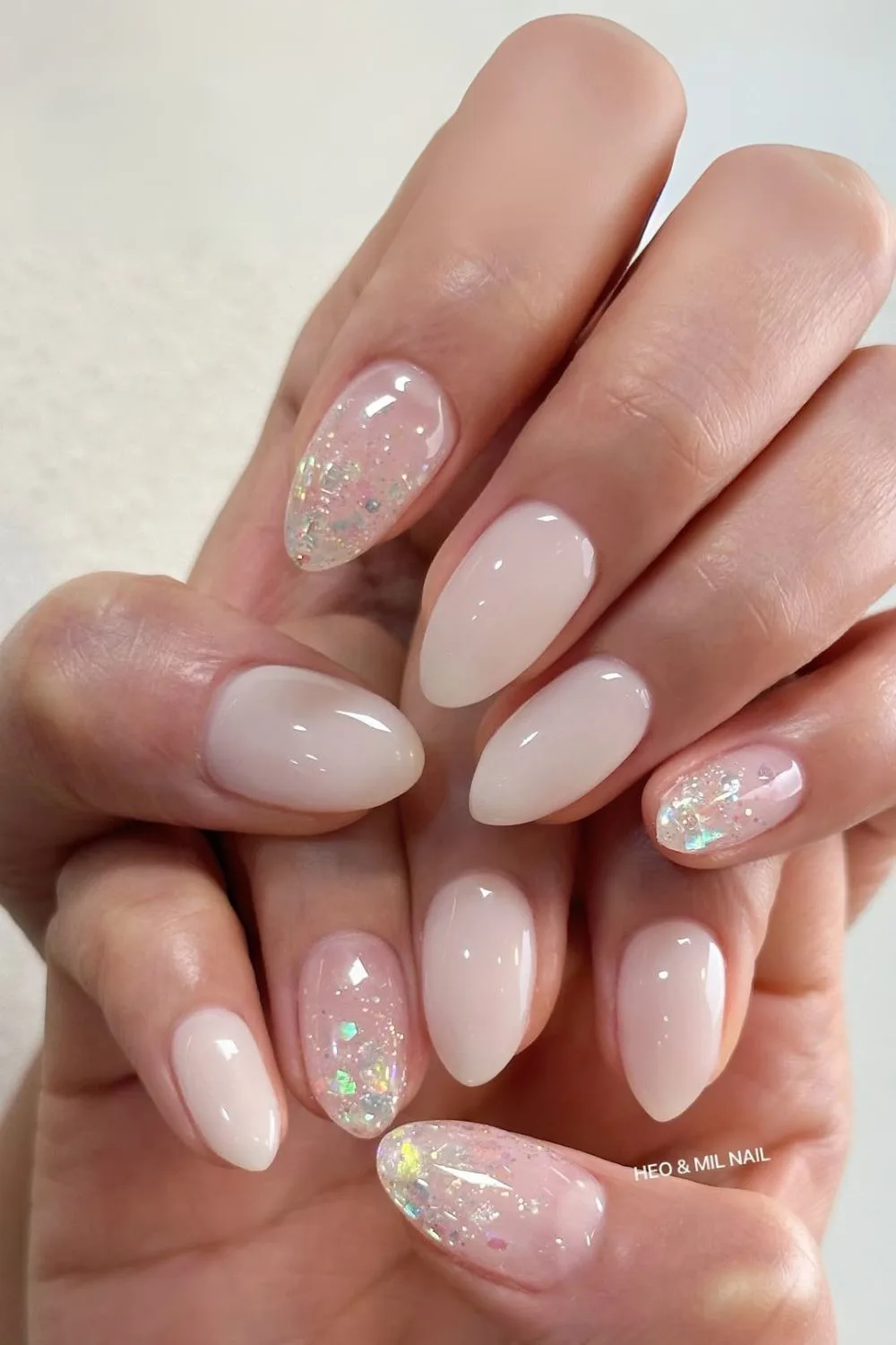 White crystal-effect nails