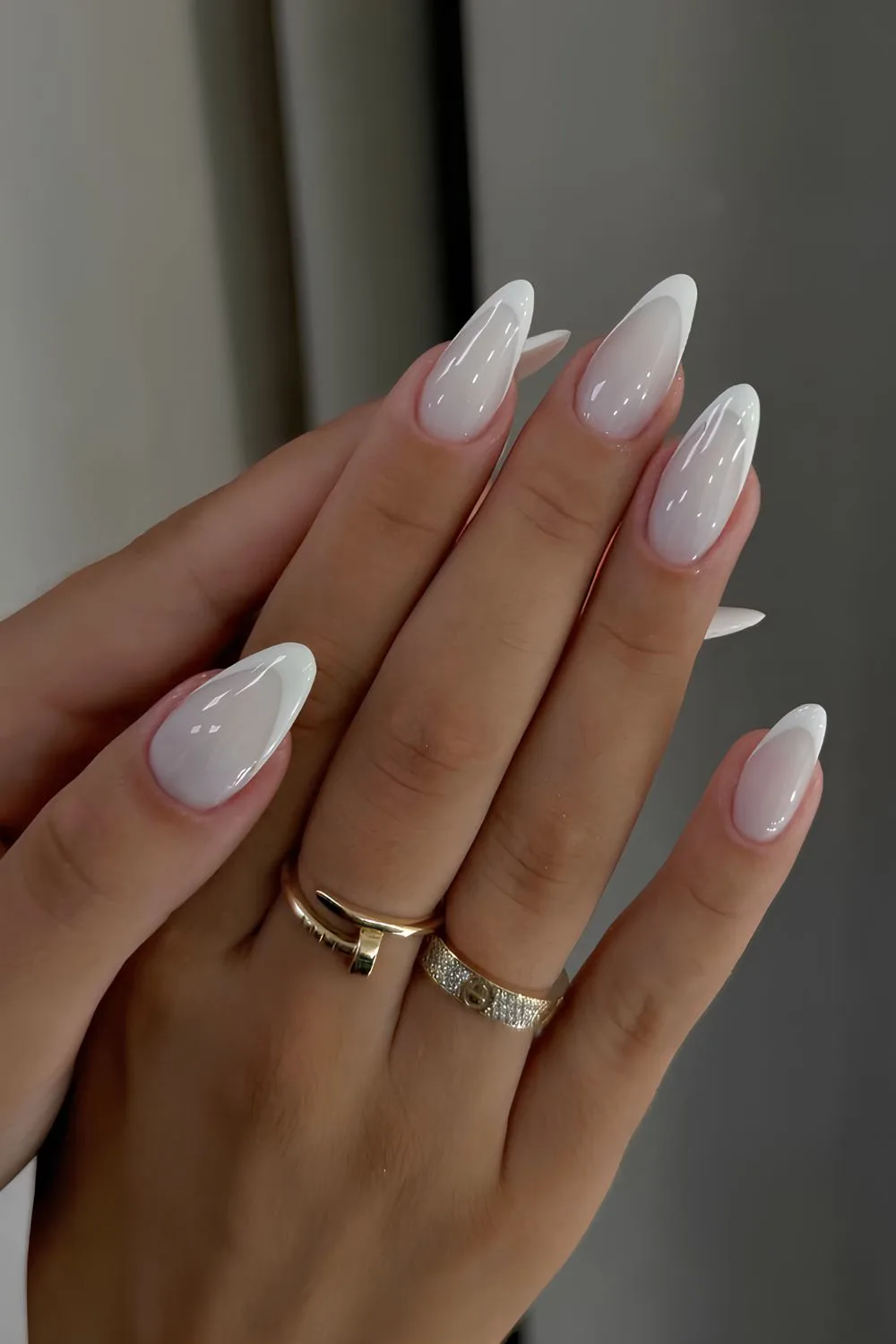 White french tips on a milky base