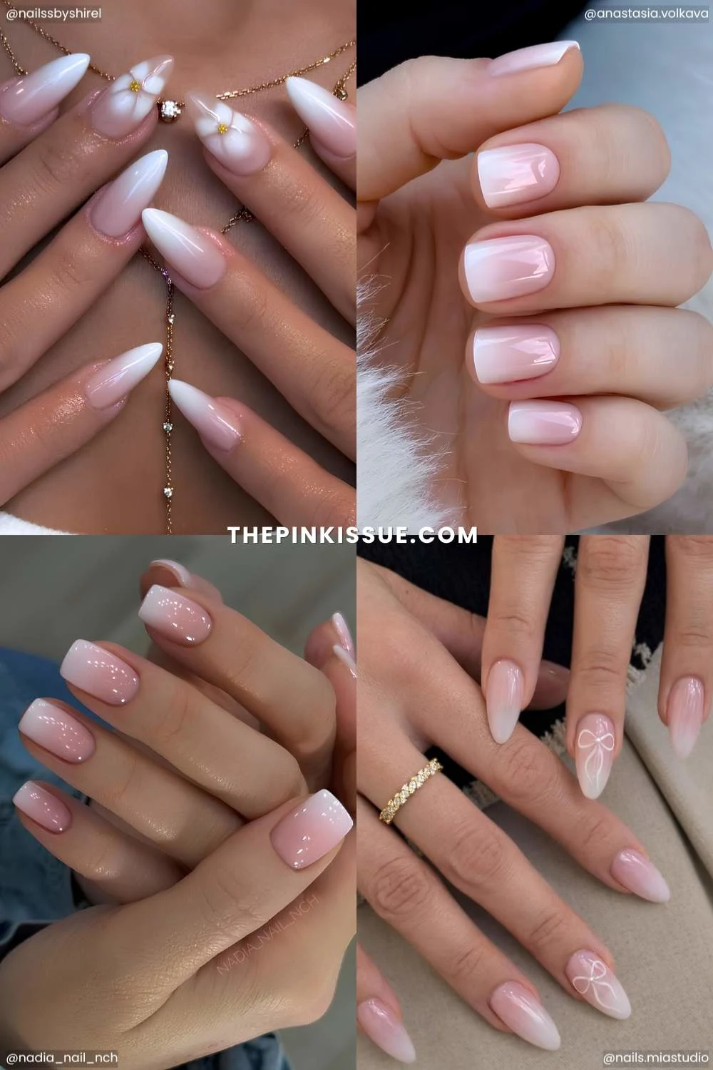 A mix of white ombre nail designs