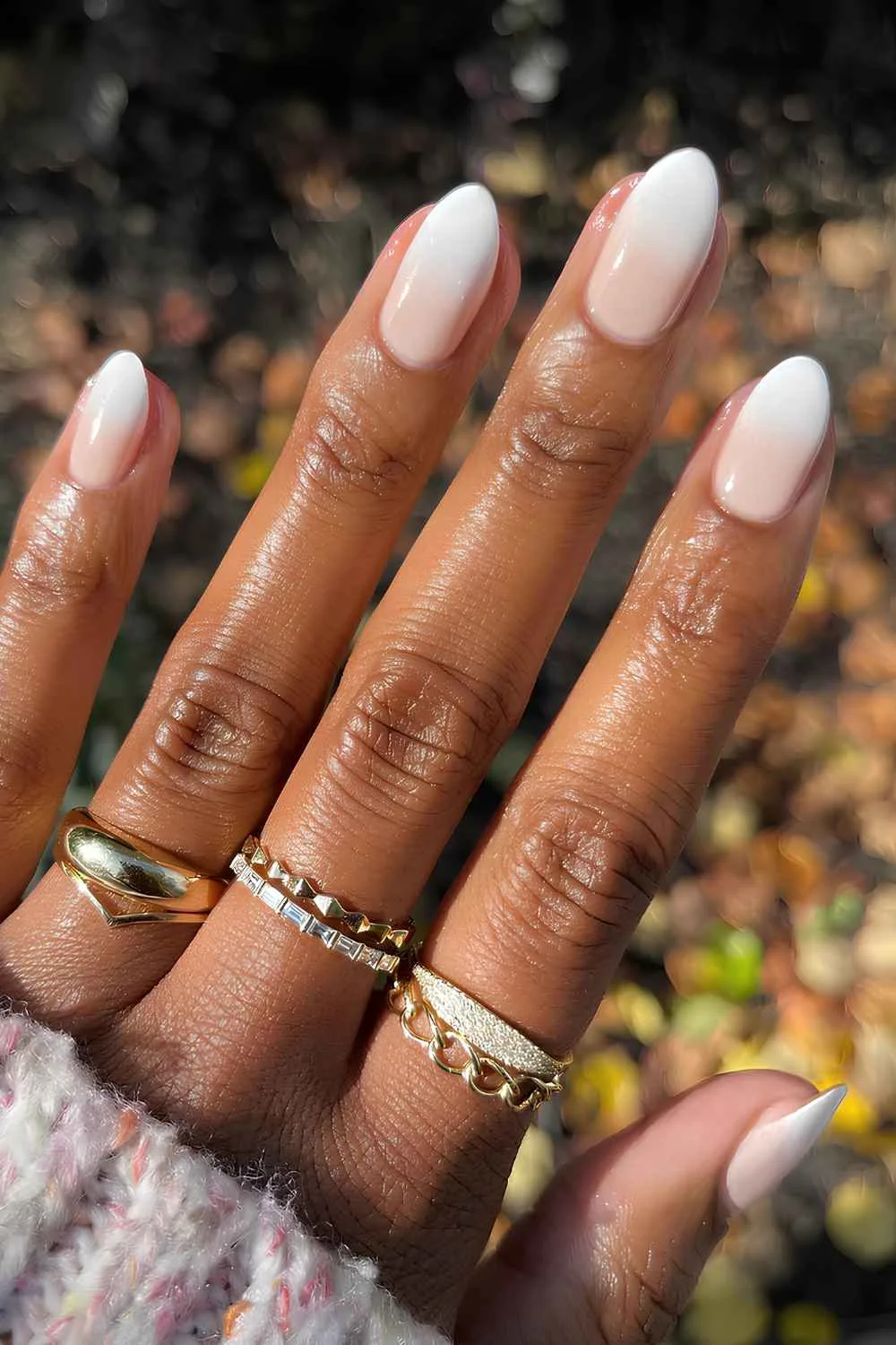 White to beige ombre manicure
