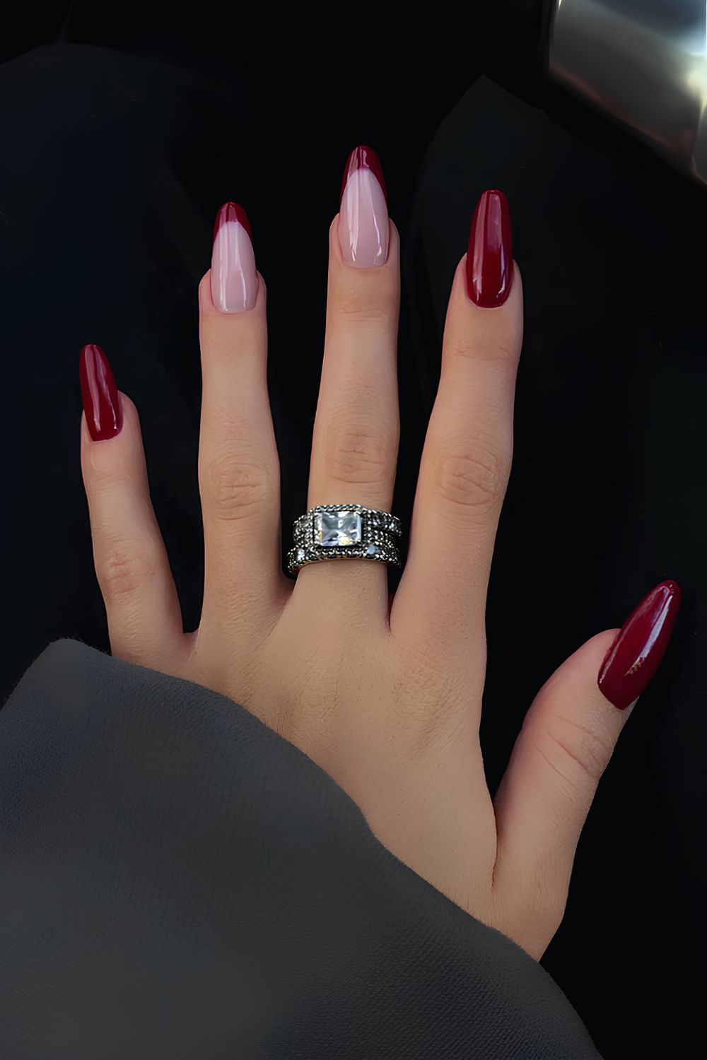 Wine red manicure