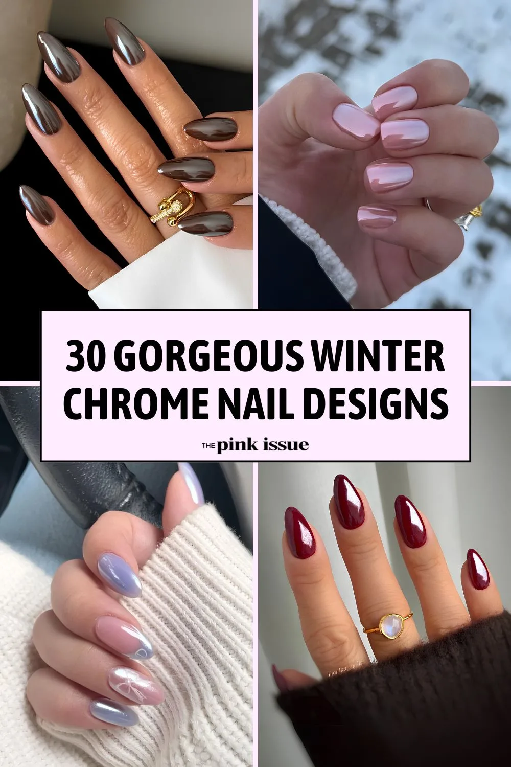 Winter chrome nails Pinterest