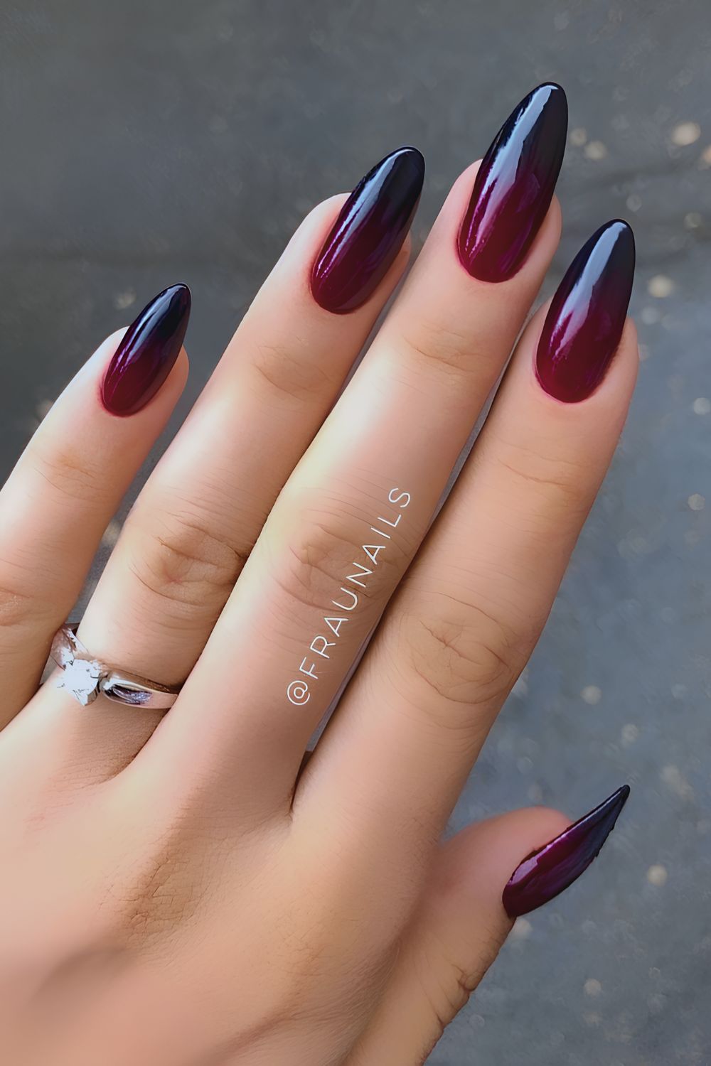 Black and dark red ombre nails
