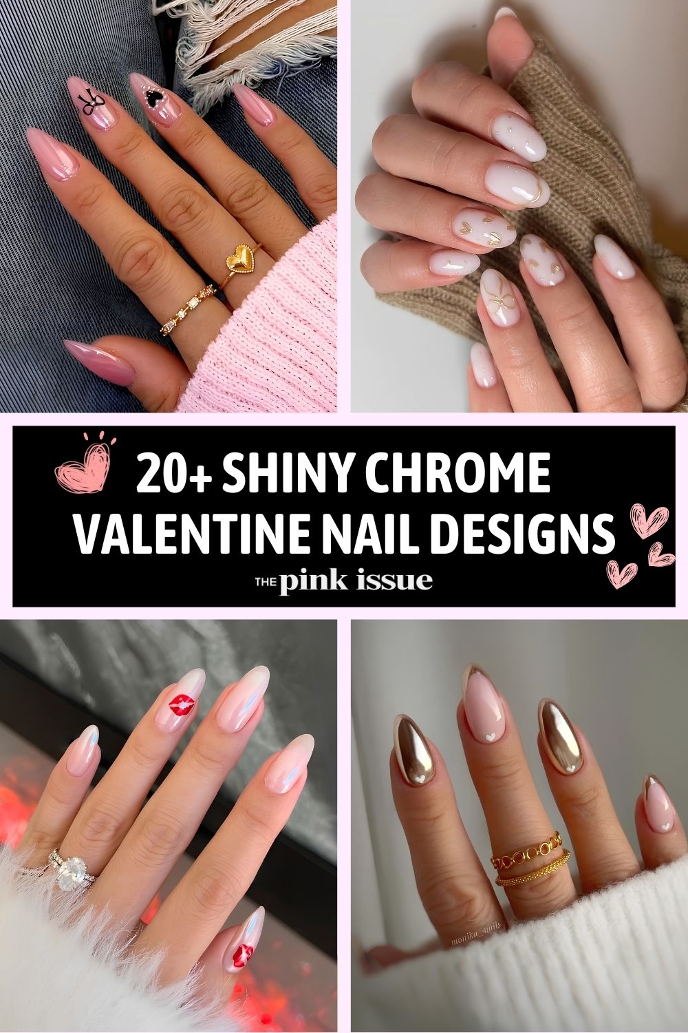 Chrome Valentine nail designs Pinterest