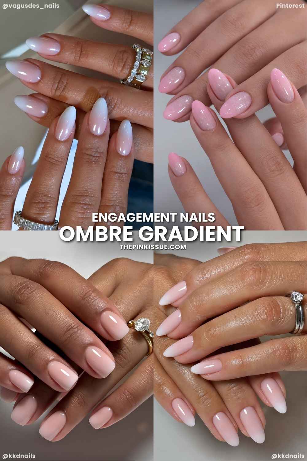 Collage of classy ombre nail designs