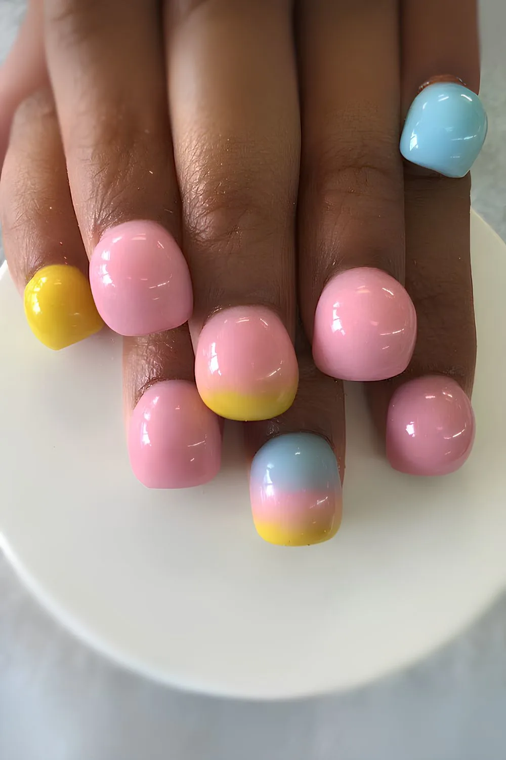 Colorful bubble nail design