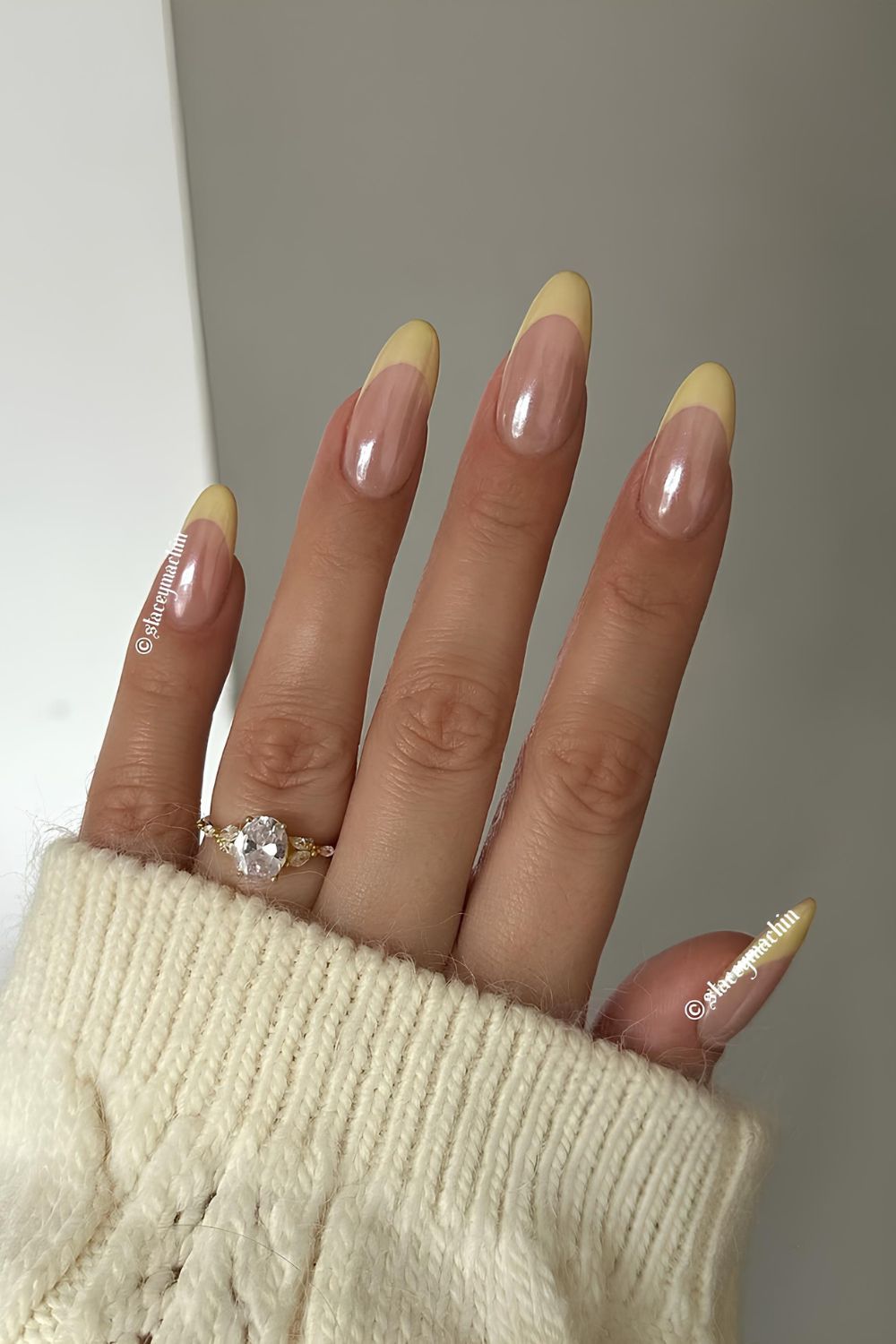 Glazed butter yellow French nails