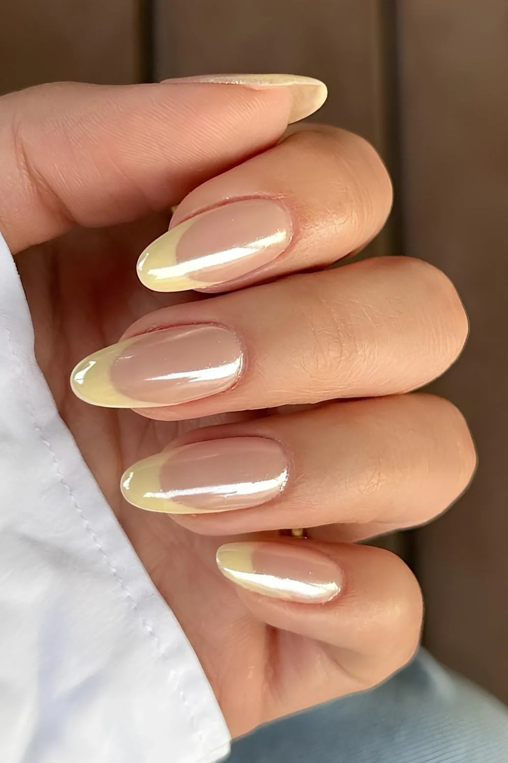 Glazed butter yellow French tip nails