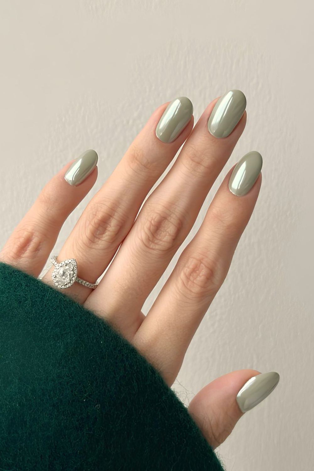 Glazed sage green nails