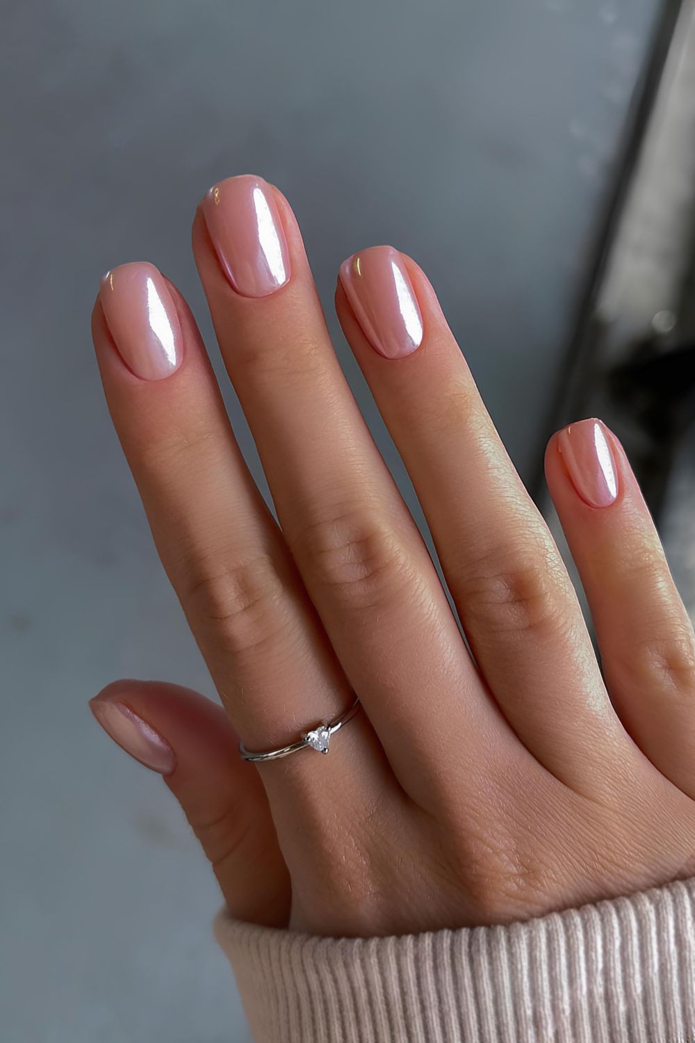 Glazed soft pink manicure