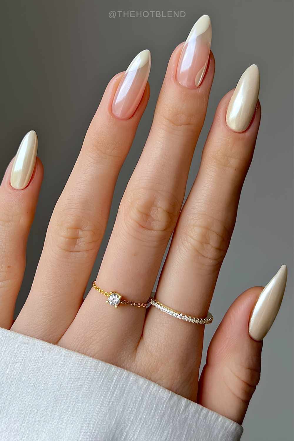 Glazed vanilla mani with negative space design