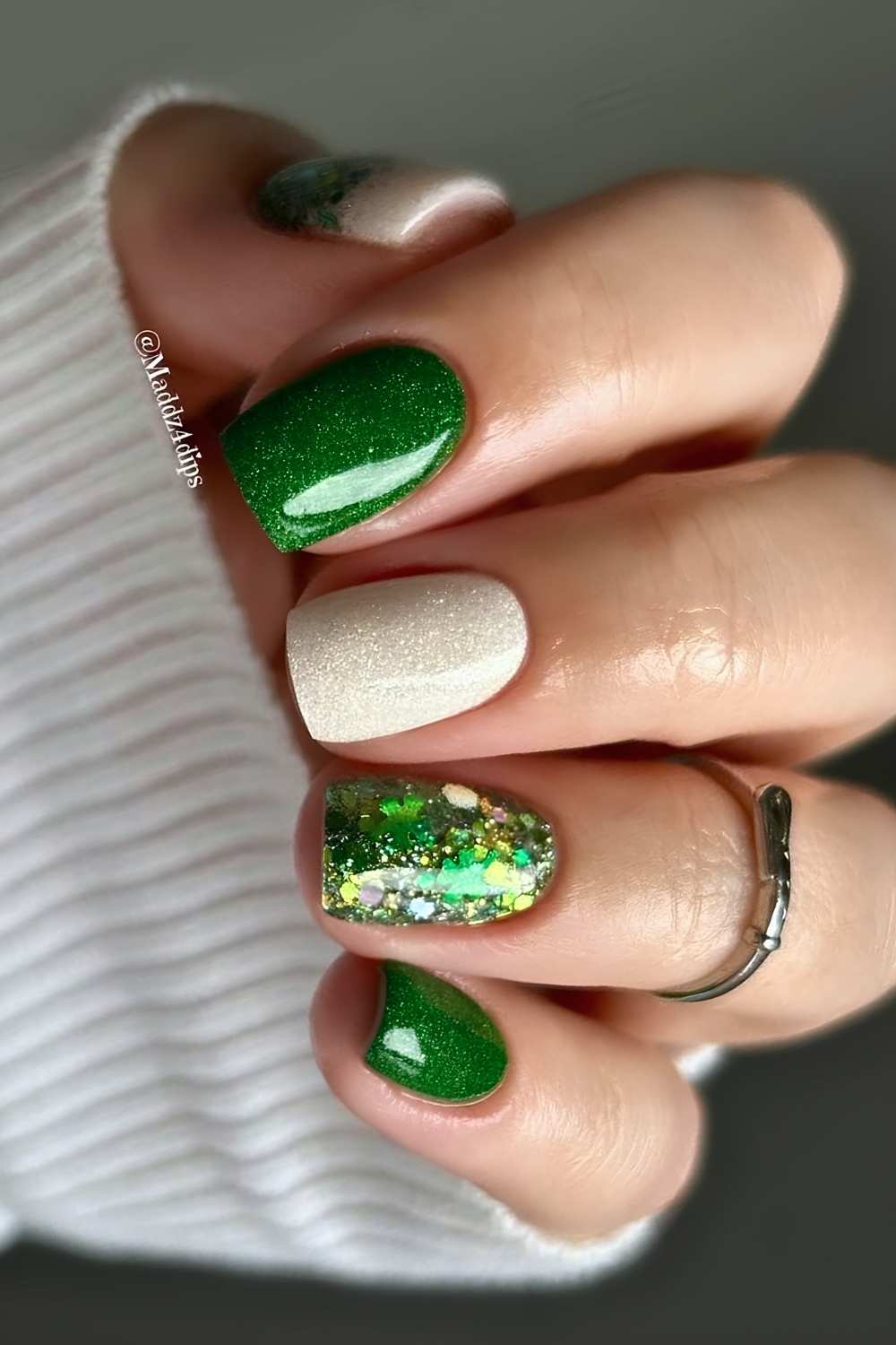 Green glitter st patricks day nails