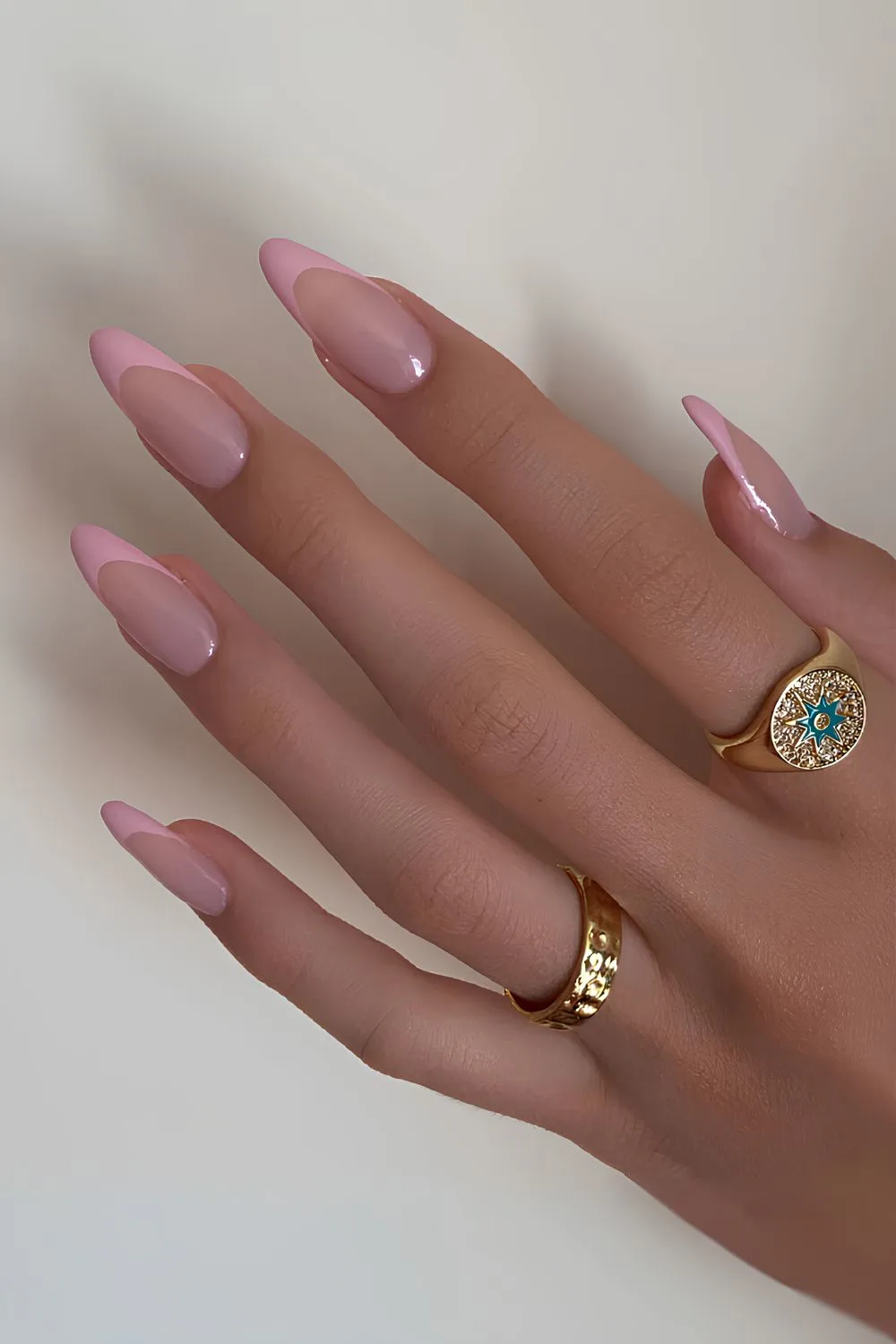 Light pink french tip French nails