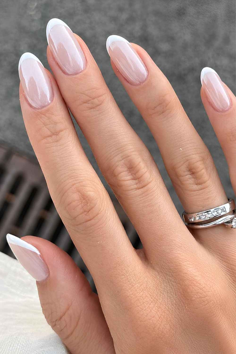 Milky chrome French manicure