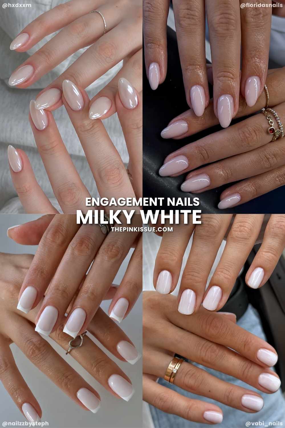 Milky white engagement nail ideas