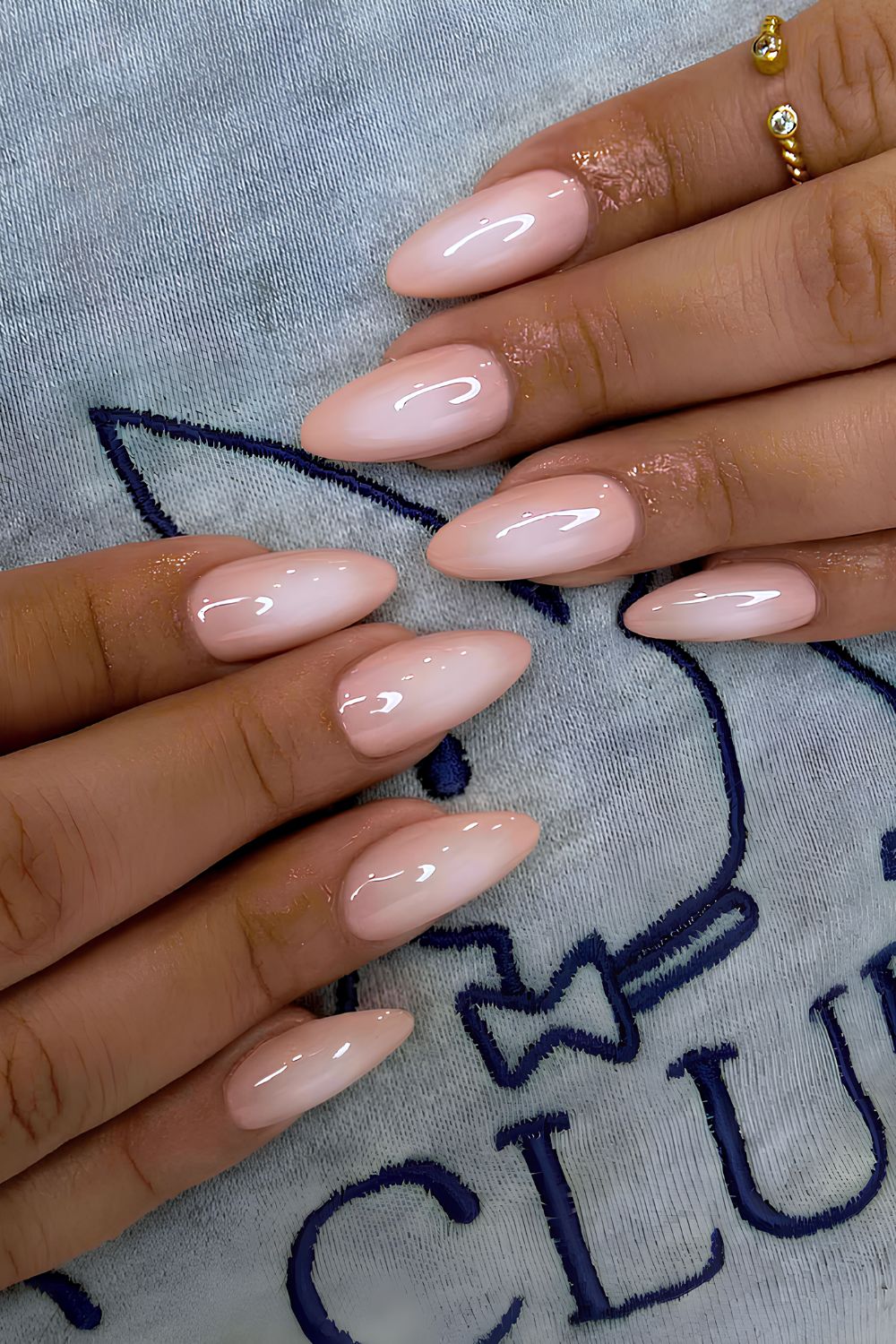 Peach and white aura effect nails