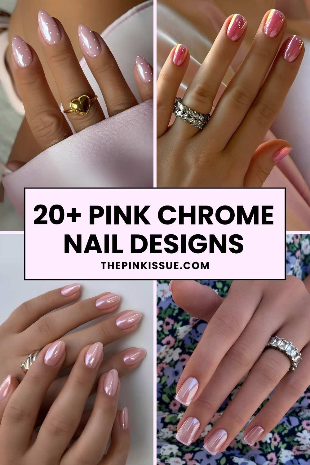 Pink chrome nail designs Pinterest