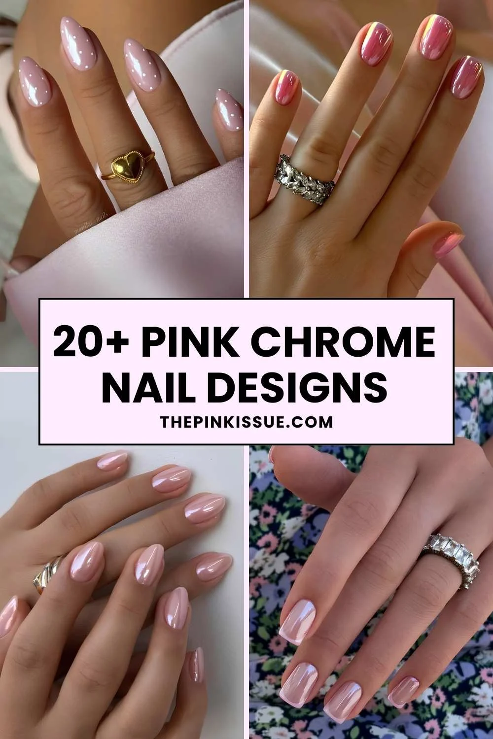 Pink chrome nail designs Pinterest