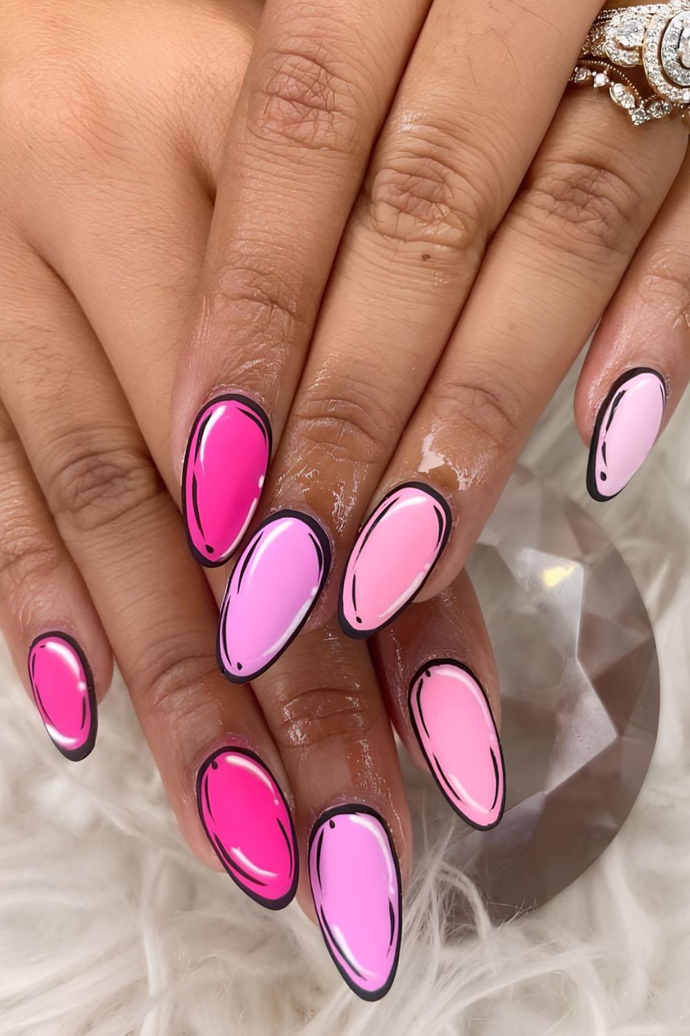 Pink pop-art nails