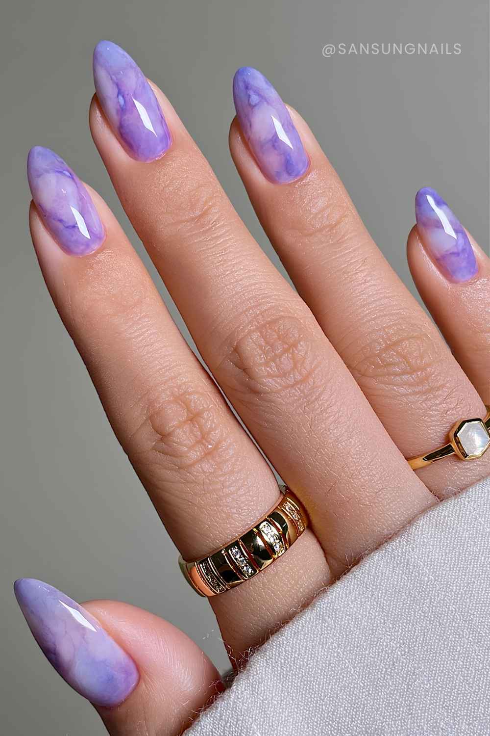Purple amethyst inspired marble nails