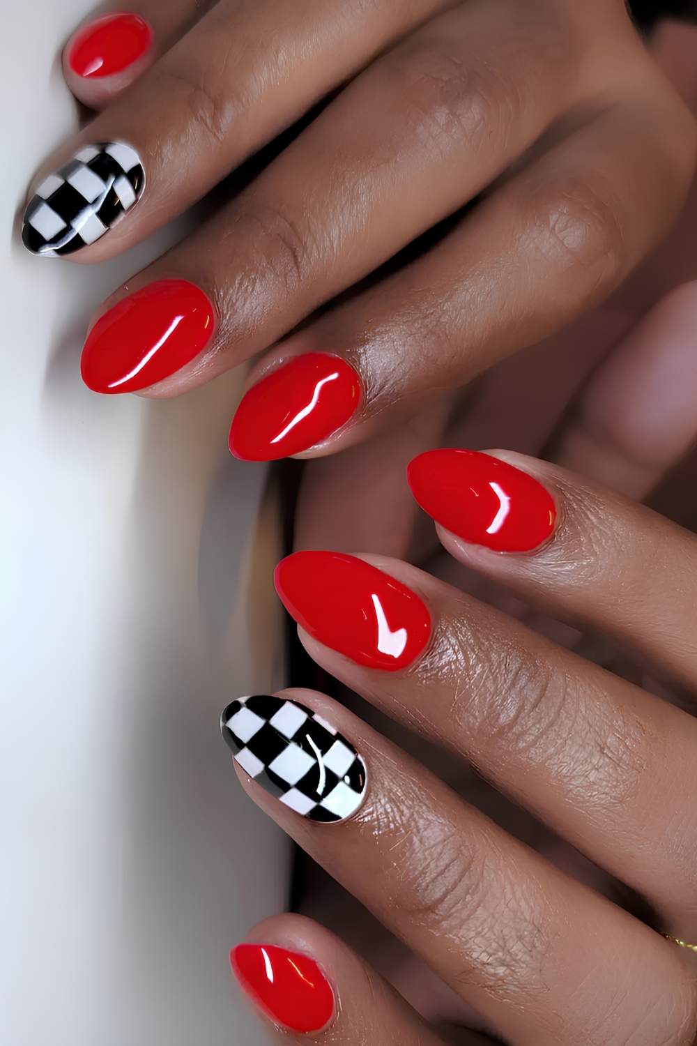 Red and black Formula 1 nails