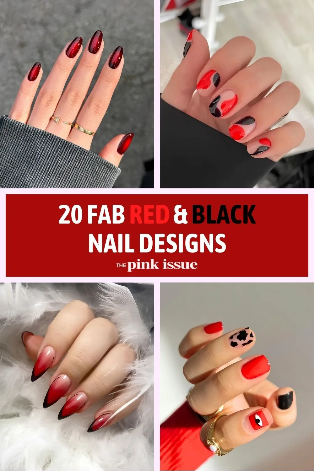 Red and black nail designs Pinterest