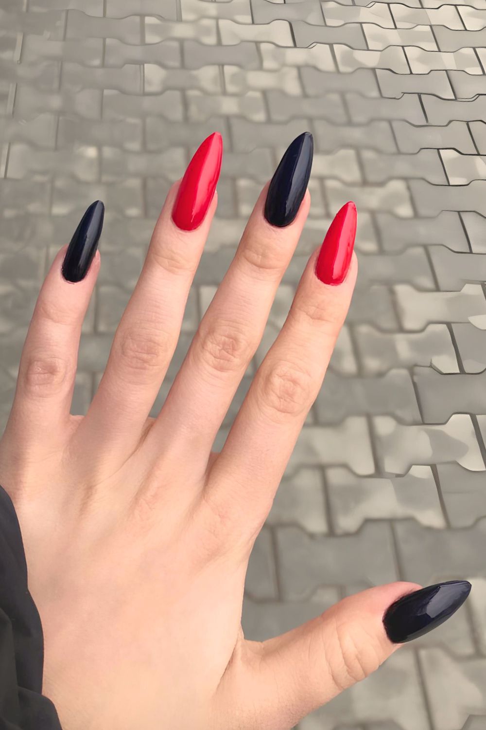 Red and black solid nails