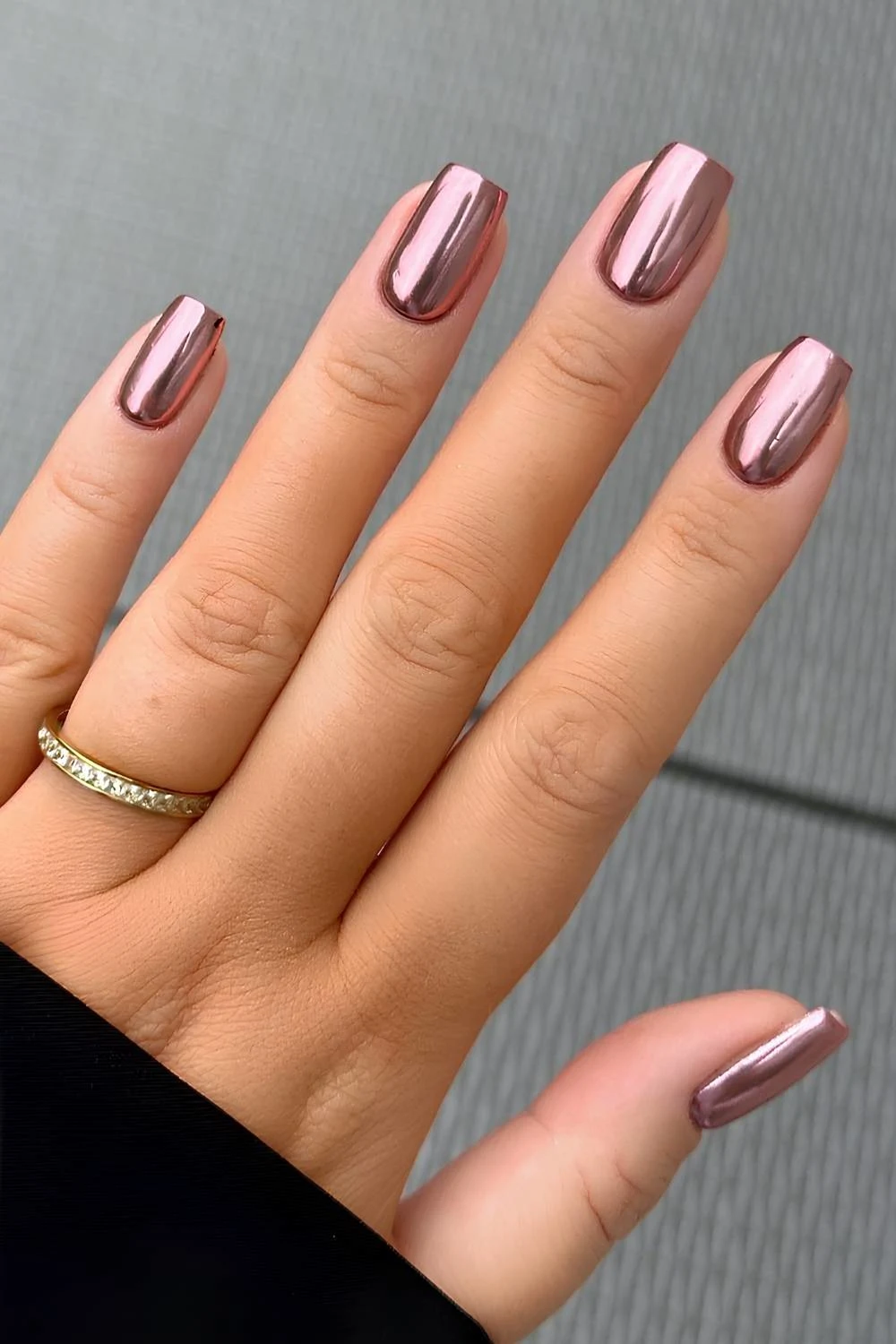 Rose gold chrome nails