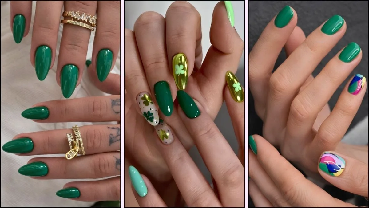 a collage of nail designs for st. Patrick's Day