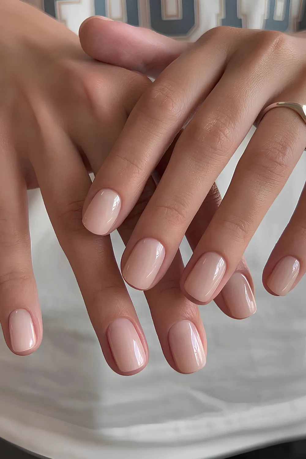 Sheer almond milk nails