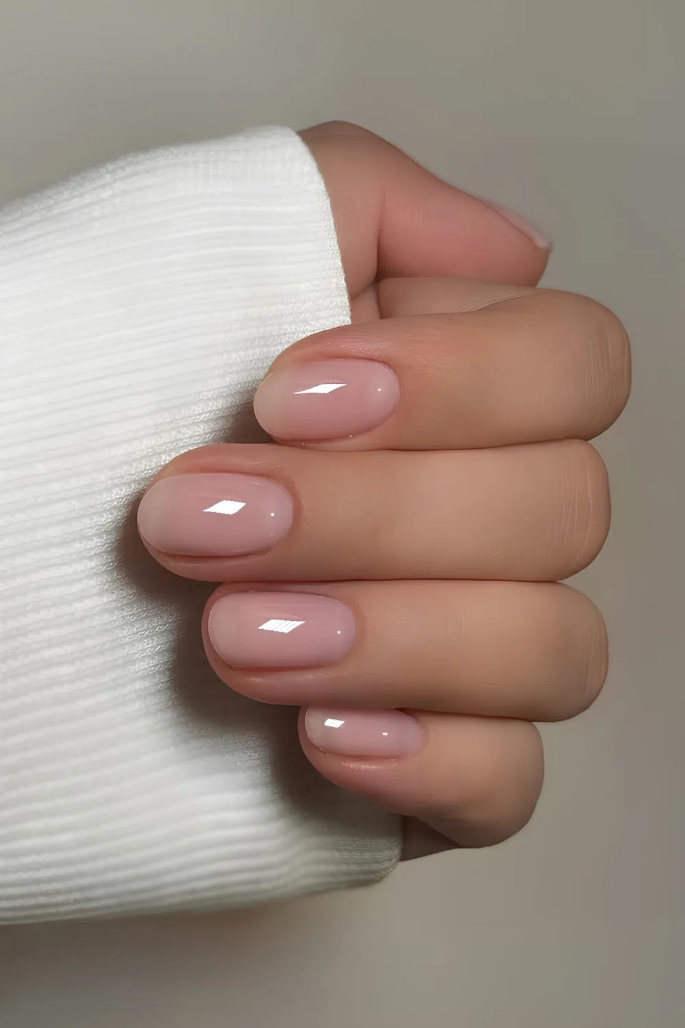 Sheer pink clean-girl mani