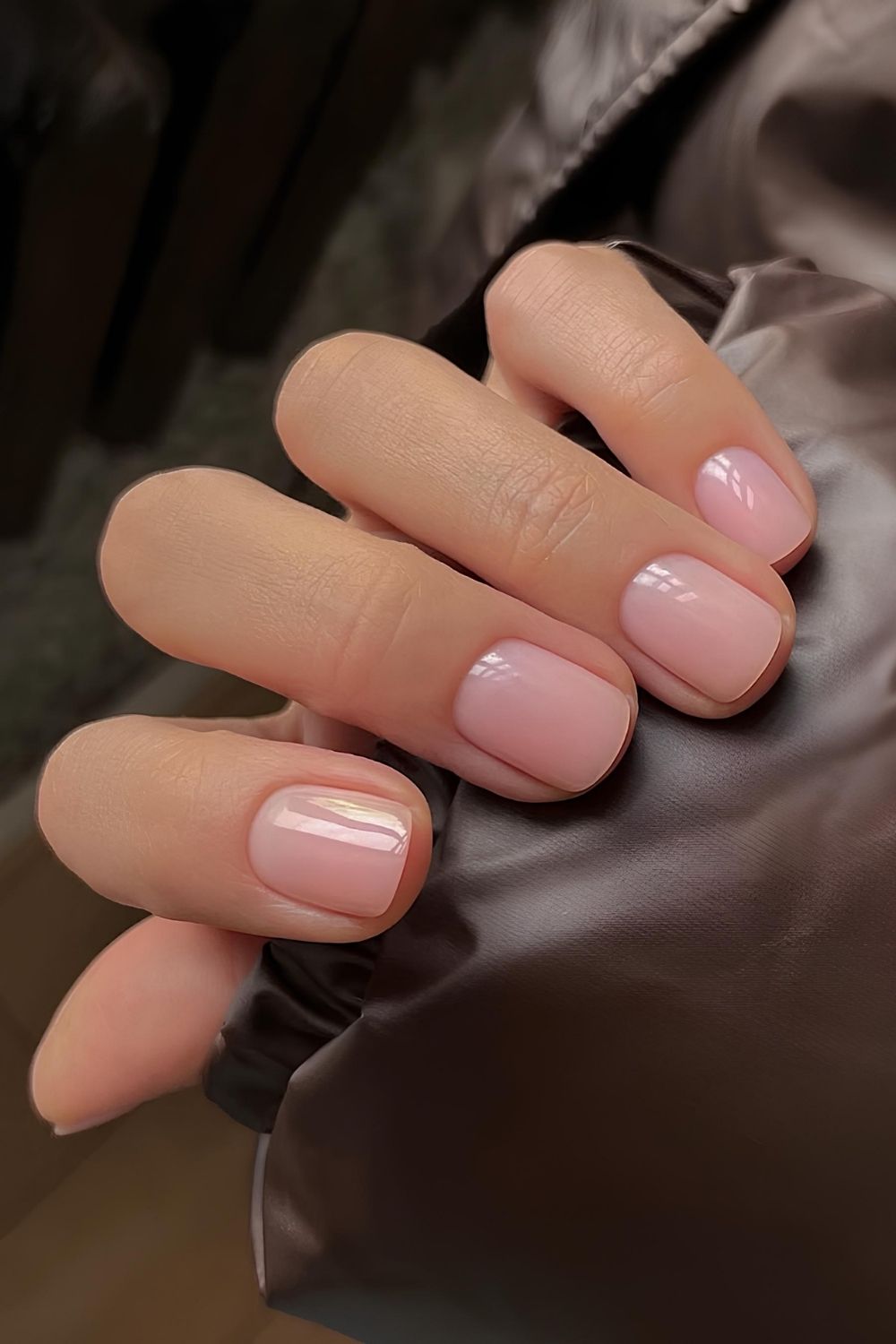 Sheer pink lipgloss mani