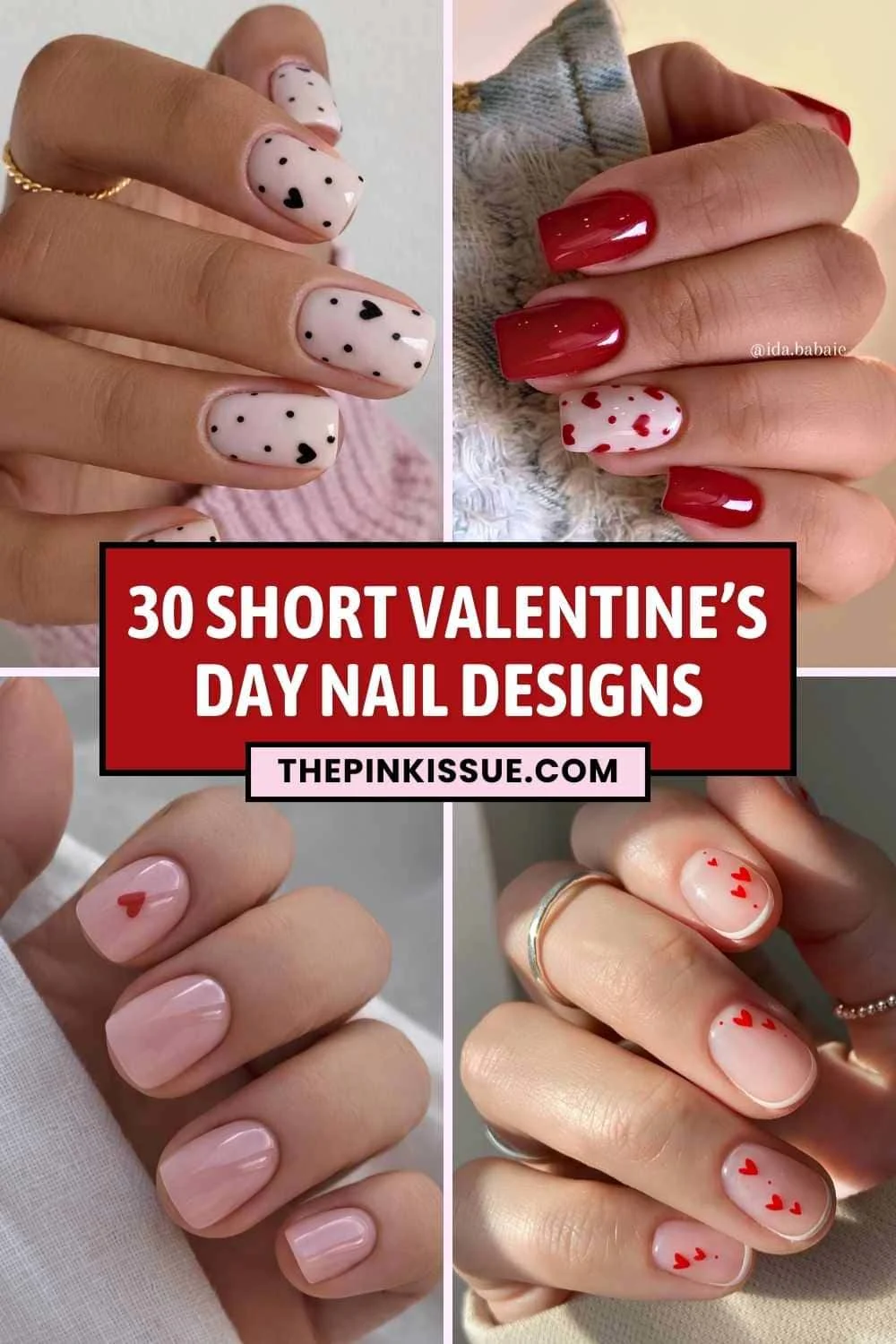 Short Valentine's Day nail inspo Pinterest