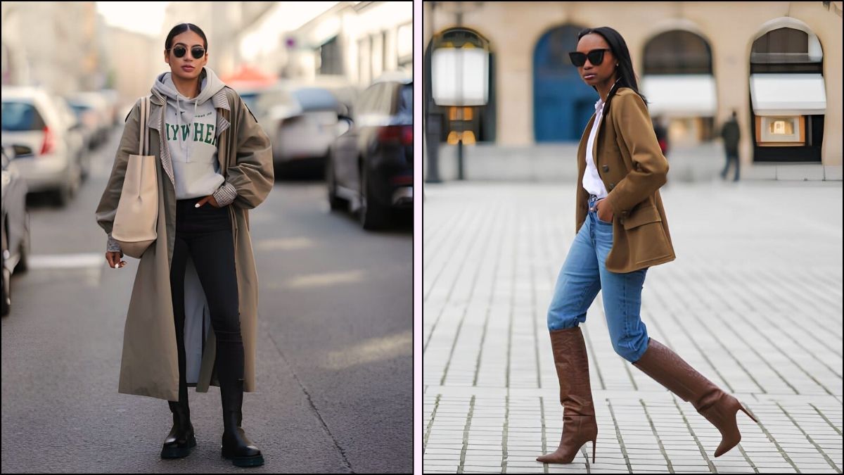 A collage of skinny jeans trend outfits