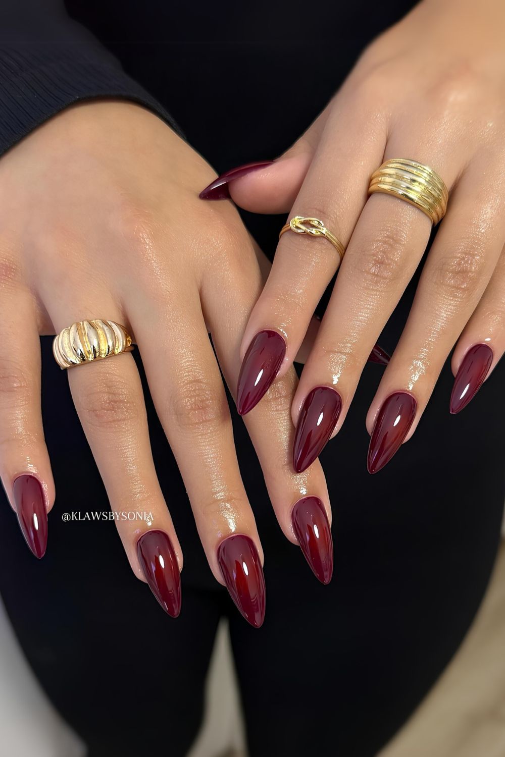 Solid burgundy manicure