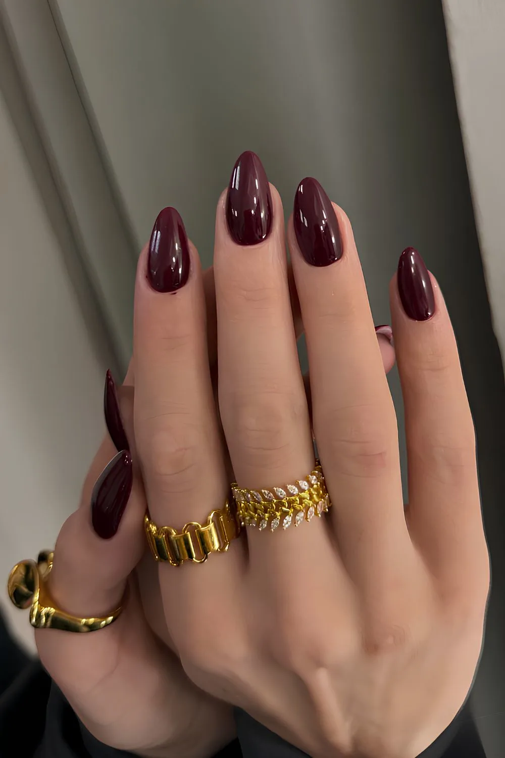 Solid chocolate cherry nails