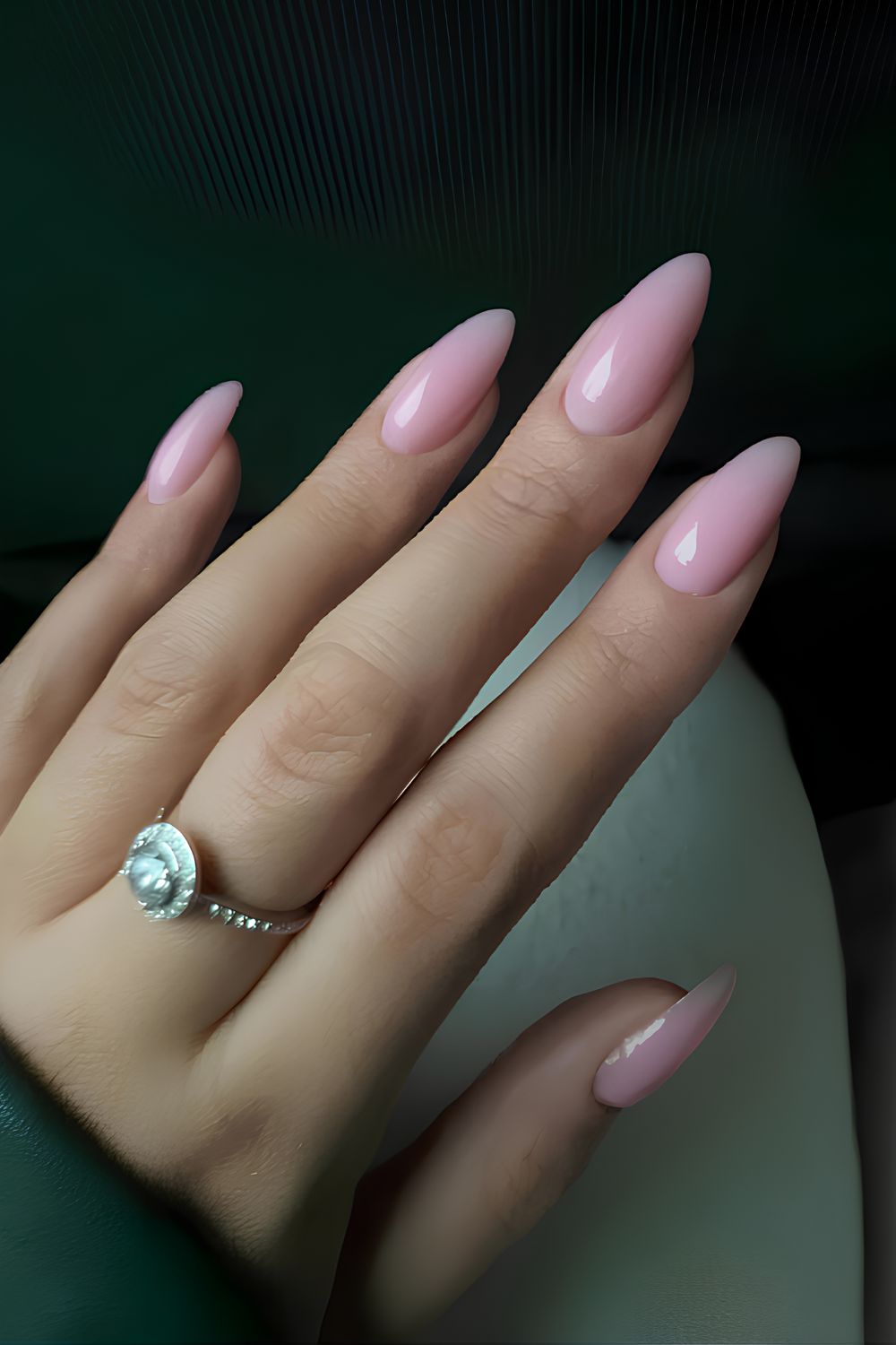 Solid milky pink-hued nails