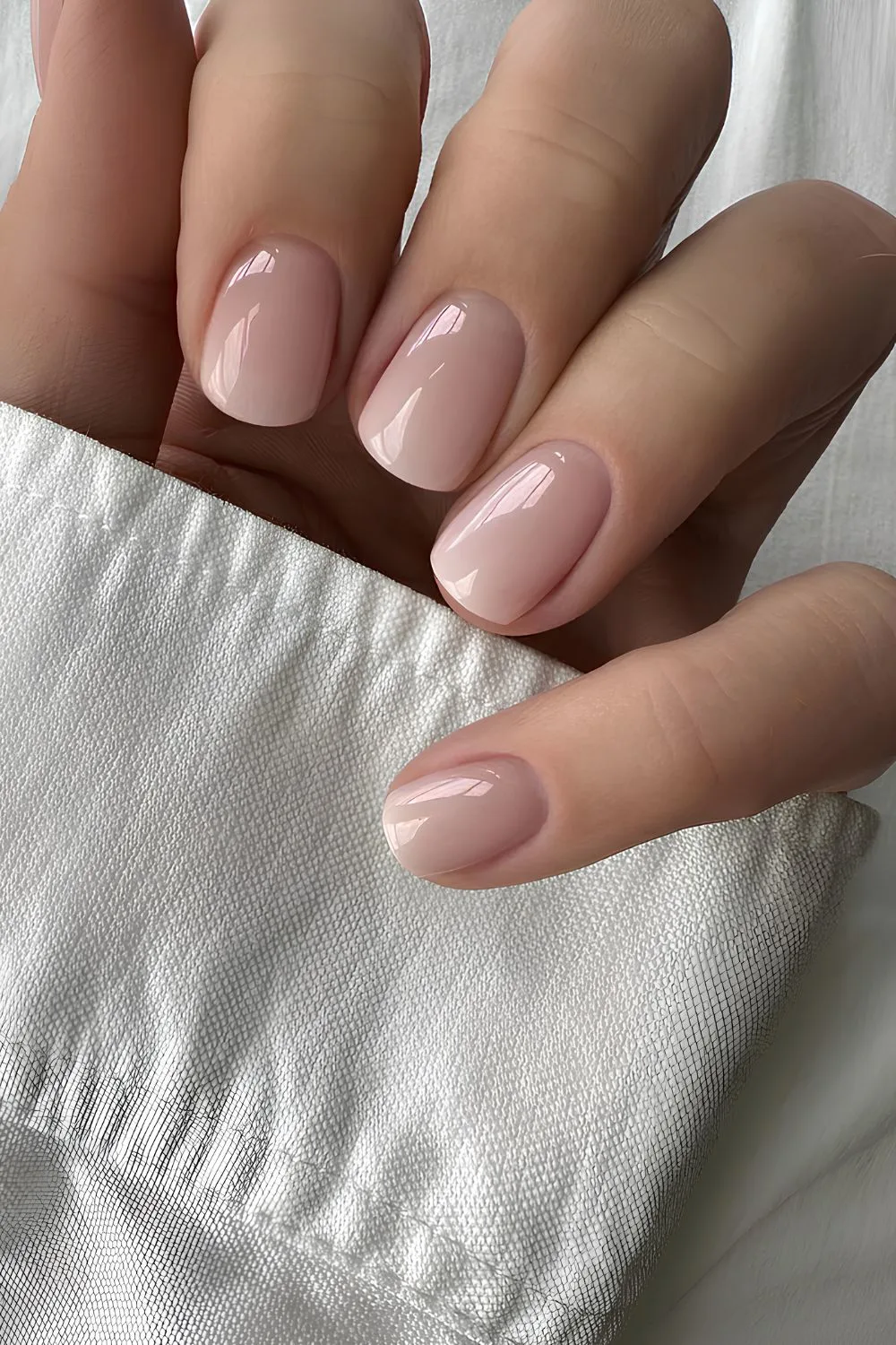 Subtle milky white ombre nails