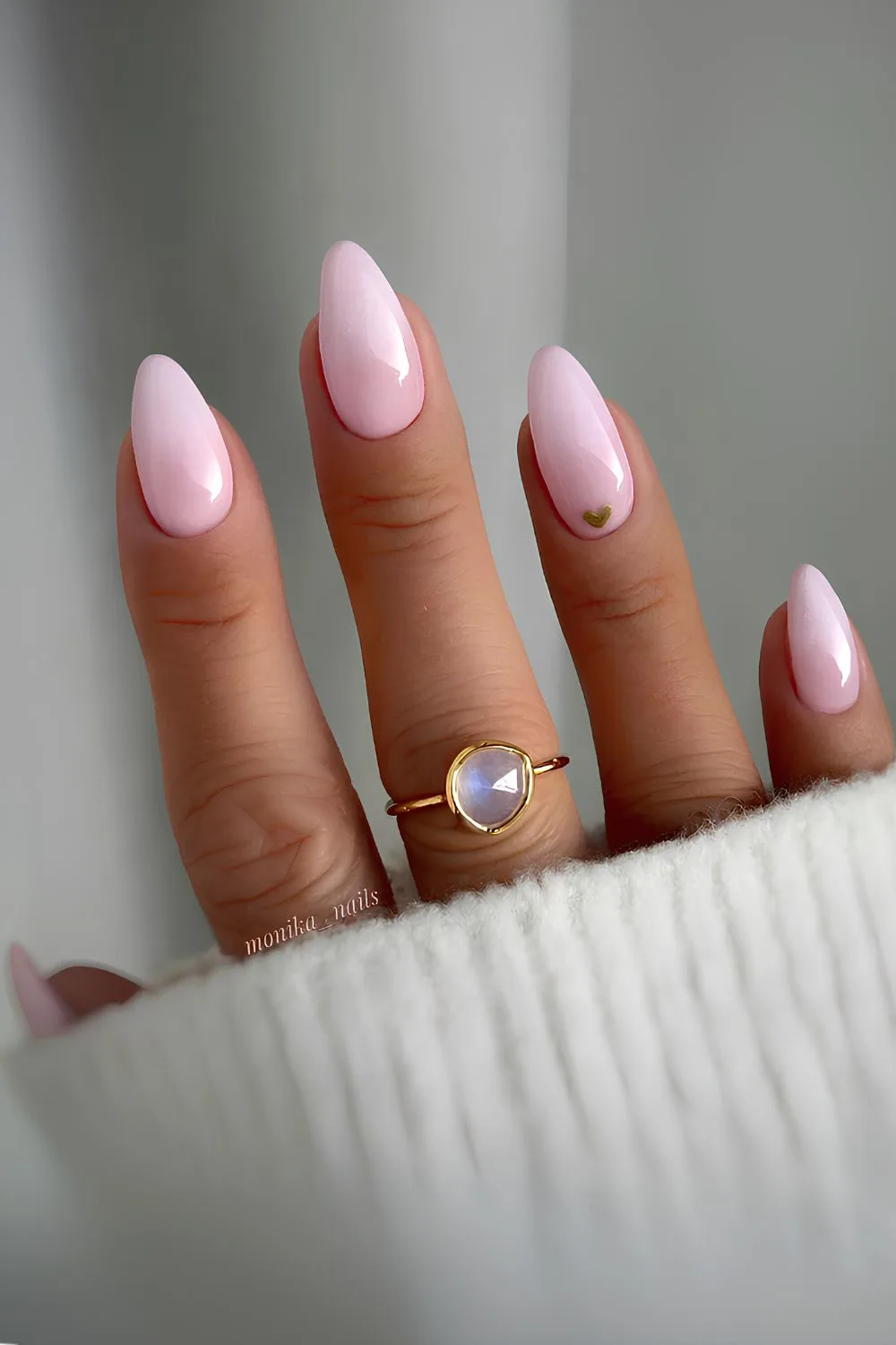 White and milky pink ombre mani