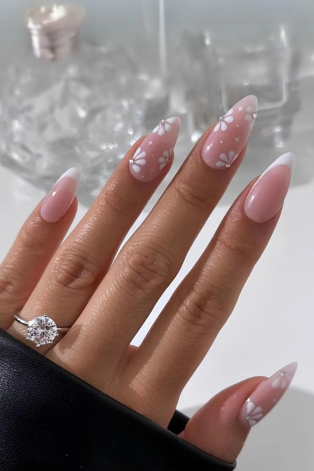 White floral nails