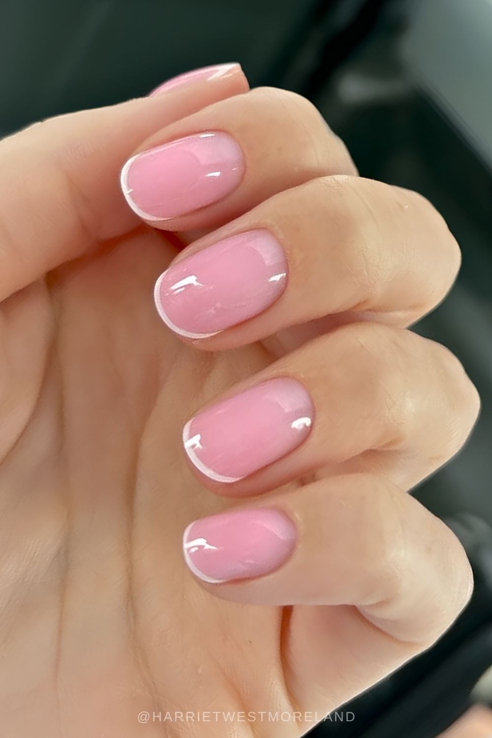 White glow French nails on pink base