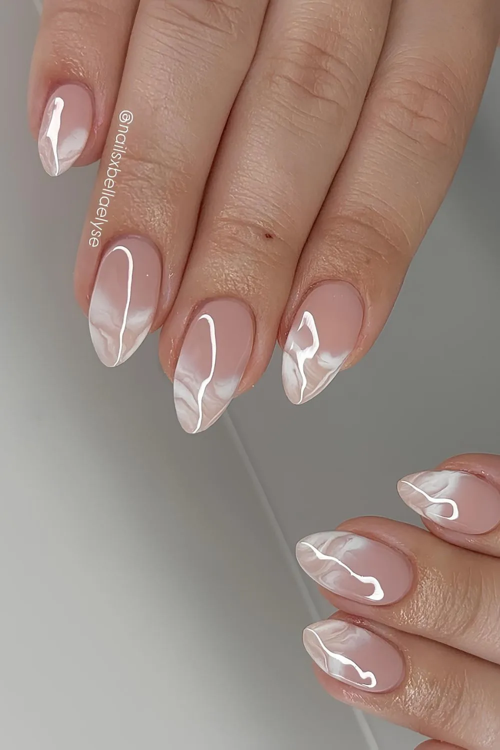 White marble French nails