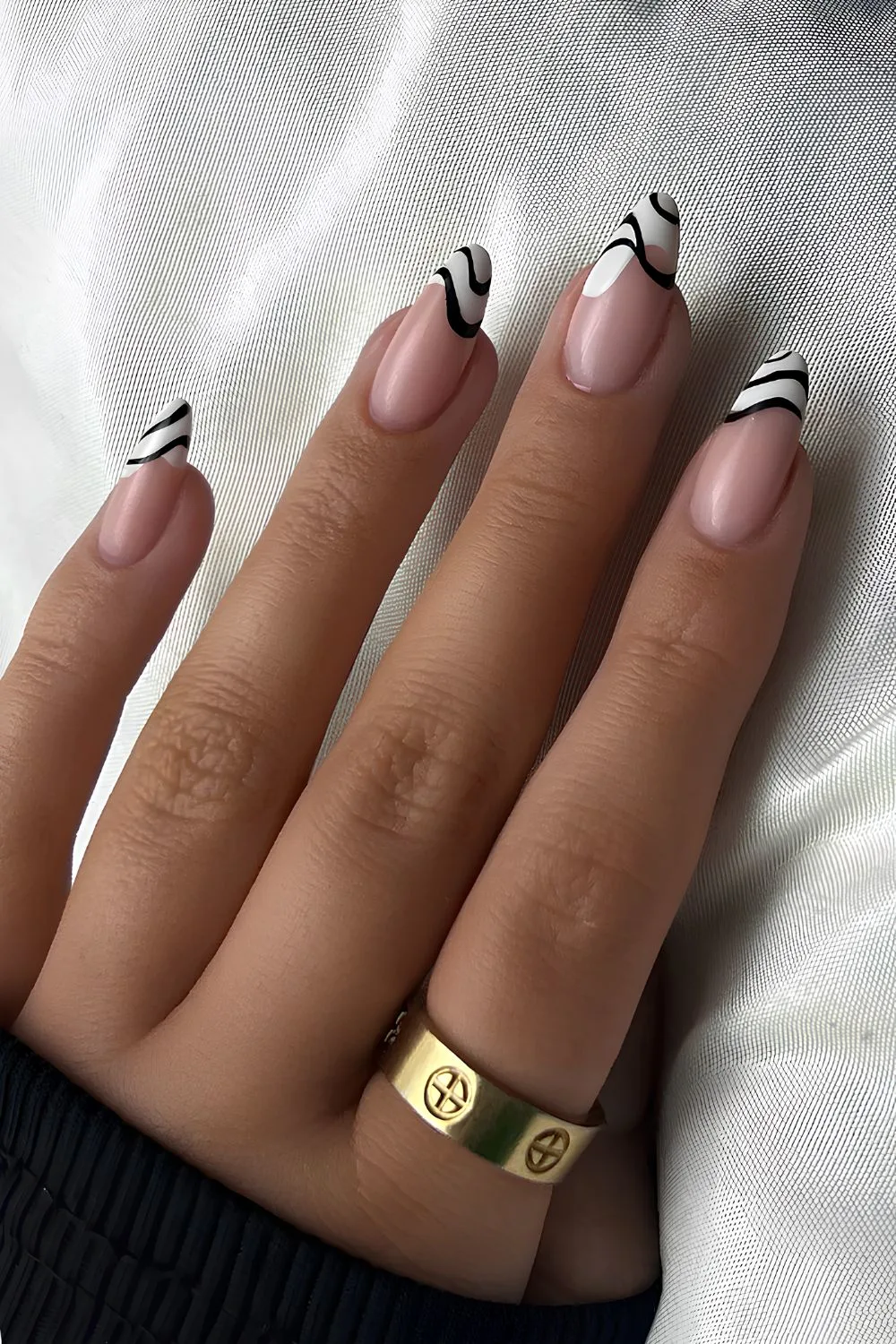 Zebra French tip manicure